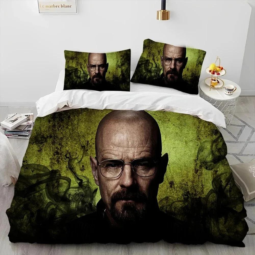 3D Breaking Bad Walter Hartwell Comforter Bedding Set,Duvet Cover Bed Set Quilt Cover Pillowcase,King Queen Size Bedding Set Boy