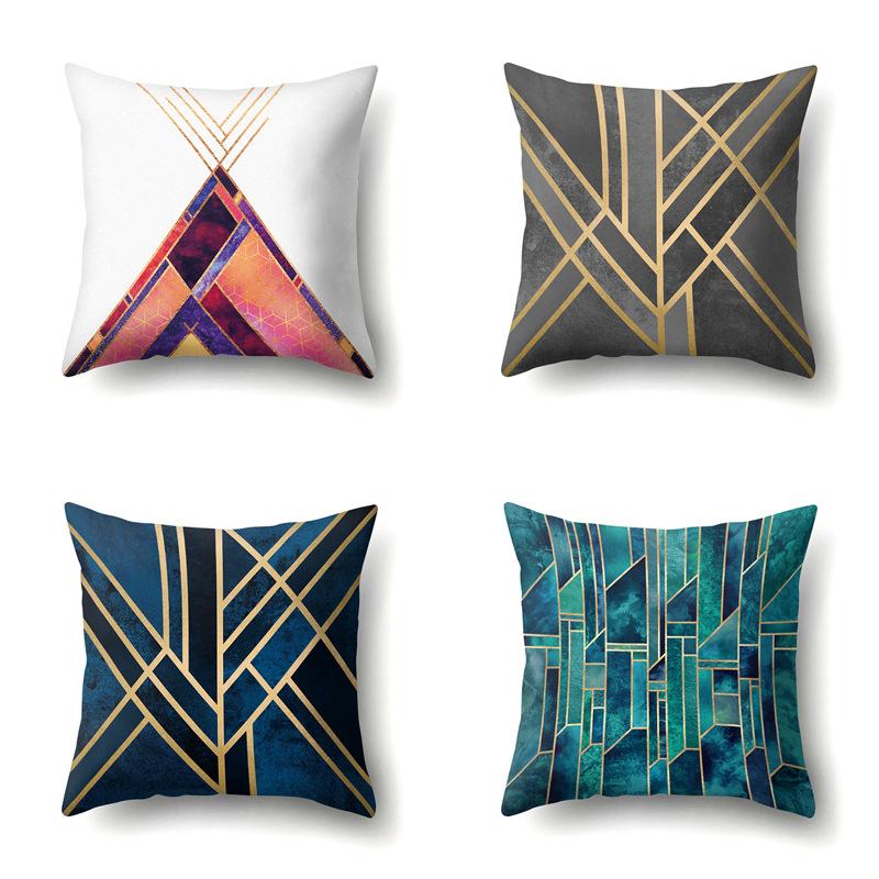 Polyester Pillow Case Decorative Geometric Home Printed Pillow Case Waist Cushion Cover Car Cushion Head Cushion Cover