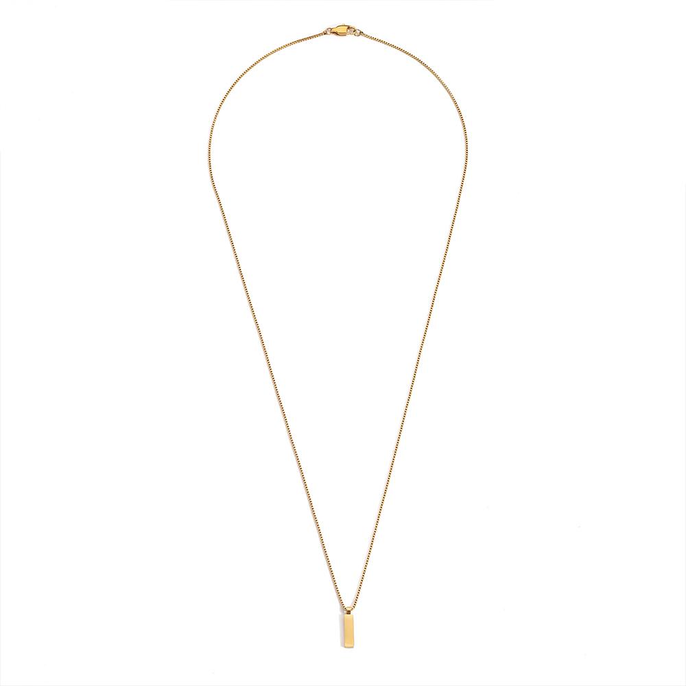 EManco Stainless Steel 18K Gold Cuban Chain Box Chain Man Bar Pendant Necklace Square Chain Necklace Jewelry for Mens