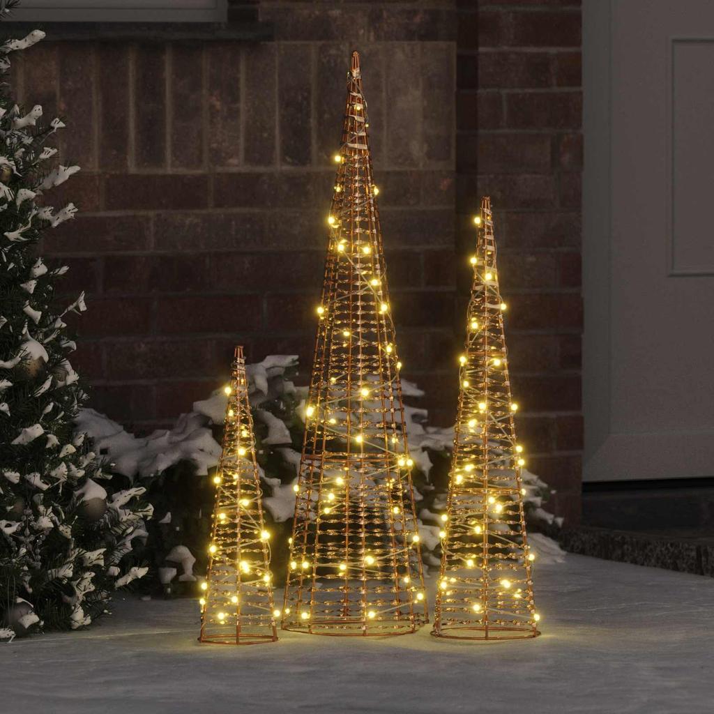 Christmas Tree with 90 LEDs 3 pcs Warm White 20 x 20 x 80 cm PET