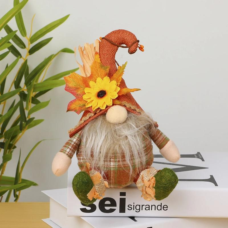 1pc Plush Scarecrow Doll Thanksgiving Fall Harvest Decoration Sitting Scarecrow Figurine for Autumn Home and Farmhouse Decor