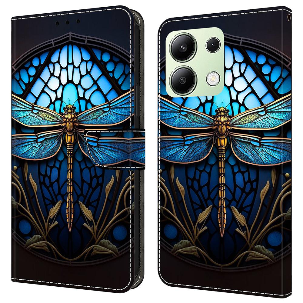 For Xiaomi Redmi Note 13 4G Case Pattern Printed Protective Cover TPU+PU Leather Flip Phone Case