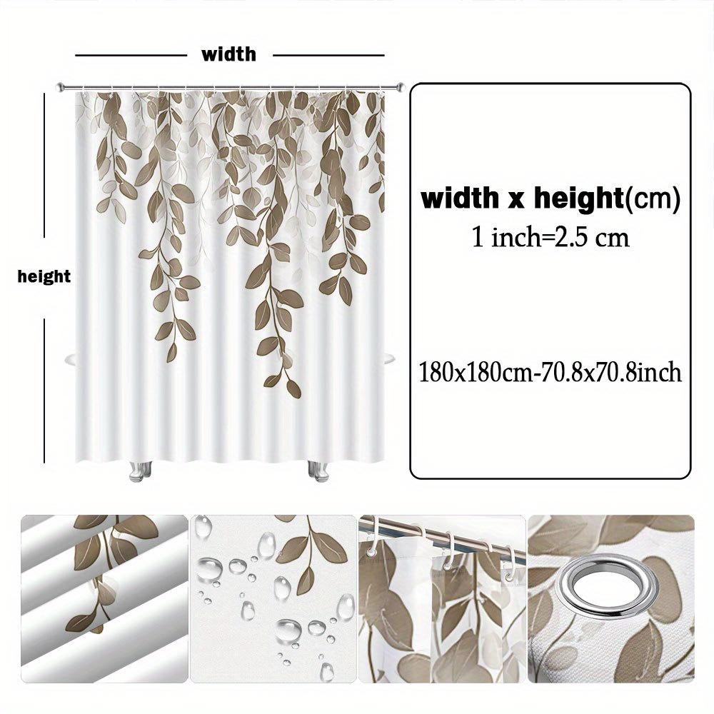 1 Beige And Brown Cascading Leaves Shower Curtain - Soft Grey Tones, Tranquil Natural Beauty Polyester Shower Curtain