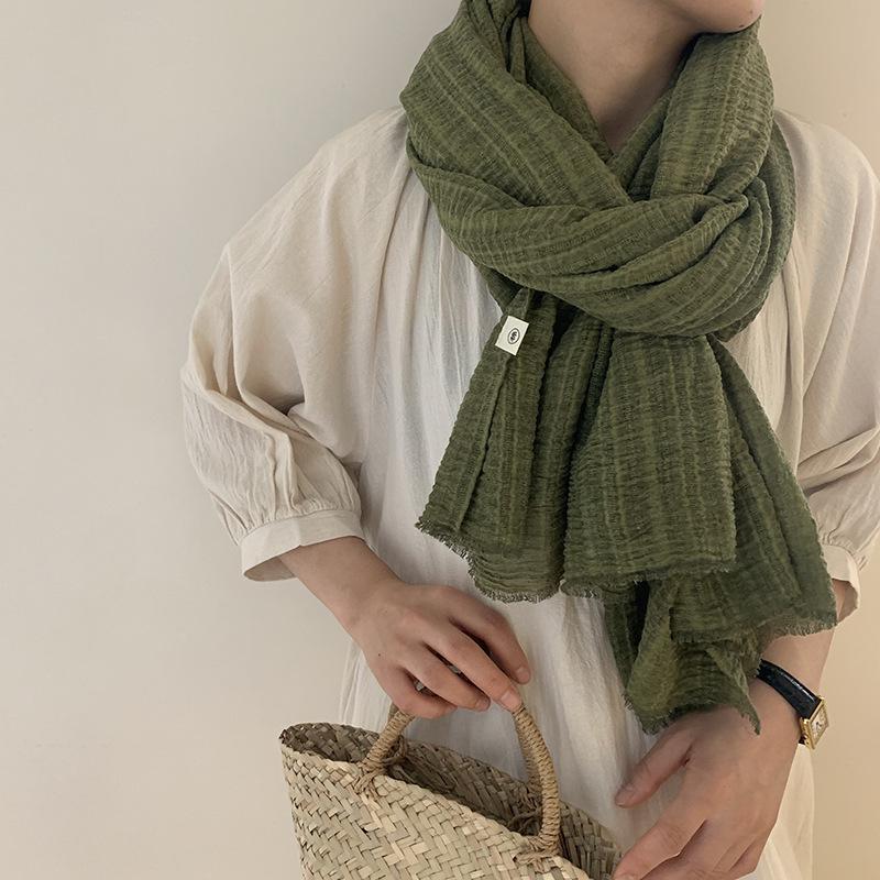 Autumn and Winter Cotton and Linen Women's Scarves Solid Color Shawls Travel Sun Protection Scarves
