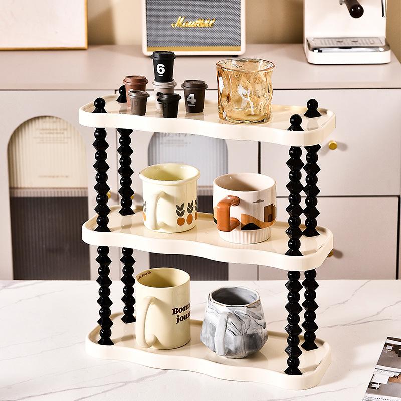 Desktop Multi-layer Storage Rack Nordic Luxury Home Decoration Plastic Multi-functional Living Room Organizing Storage Stand