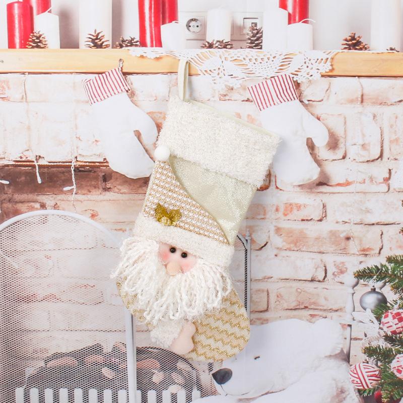 Christmas Stockings White Stamping Gold Snowflake Xmas Ornaments Christmas Pendant Christmas Tree Decorations Noel Gift Socks