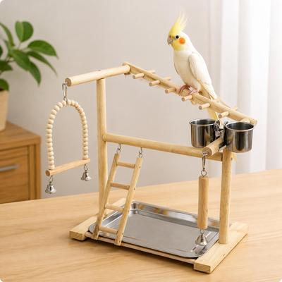 Bird Playground Stable Wooden Play Stand Small Sized for Parrot Owners