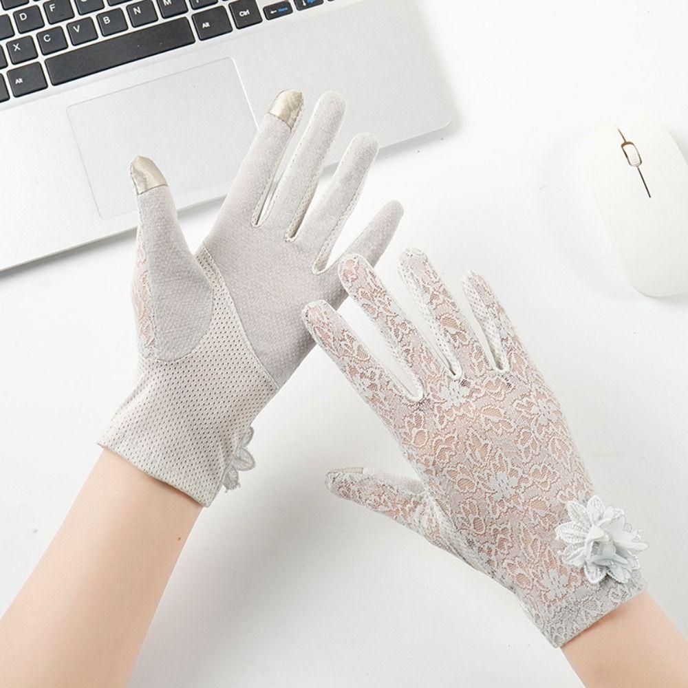 Full-finger Design Women Sun Protection Gloves Lace Summer Sunscreen Gloves Party Wear