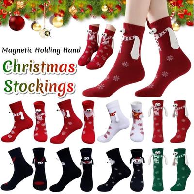 Warme Lustige Weihnachtsstrümpfe Cartoon Paar Passende Socken Neue Magnetische Händchenhaltende Socken Für Damen Herren