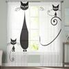 Tüllvorhänge für Wohnzimmer, Katze, schwarz, süß, schlicht, für Schlafzimmer, Arbeitszimmer, Fenster, transparente Vorhänge, Küche, Balkon, Inneneinrichtung, Voile-Vorhänge