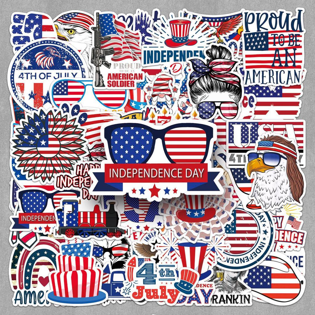 50 Sheets of American Independence Day Creative Waterproof Journal Stickers