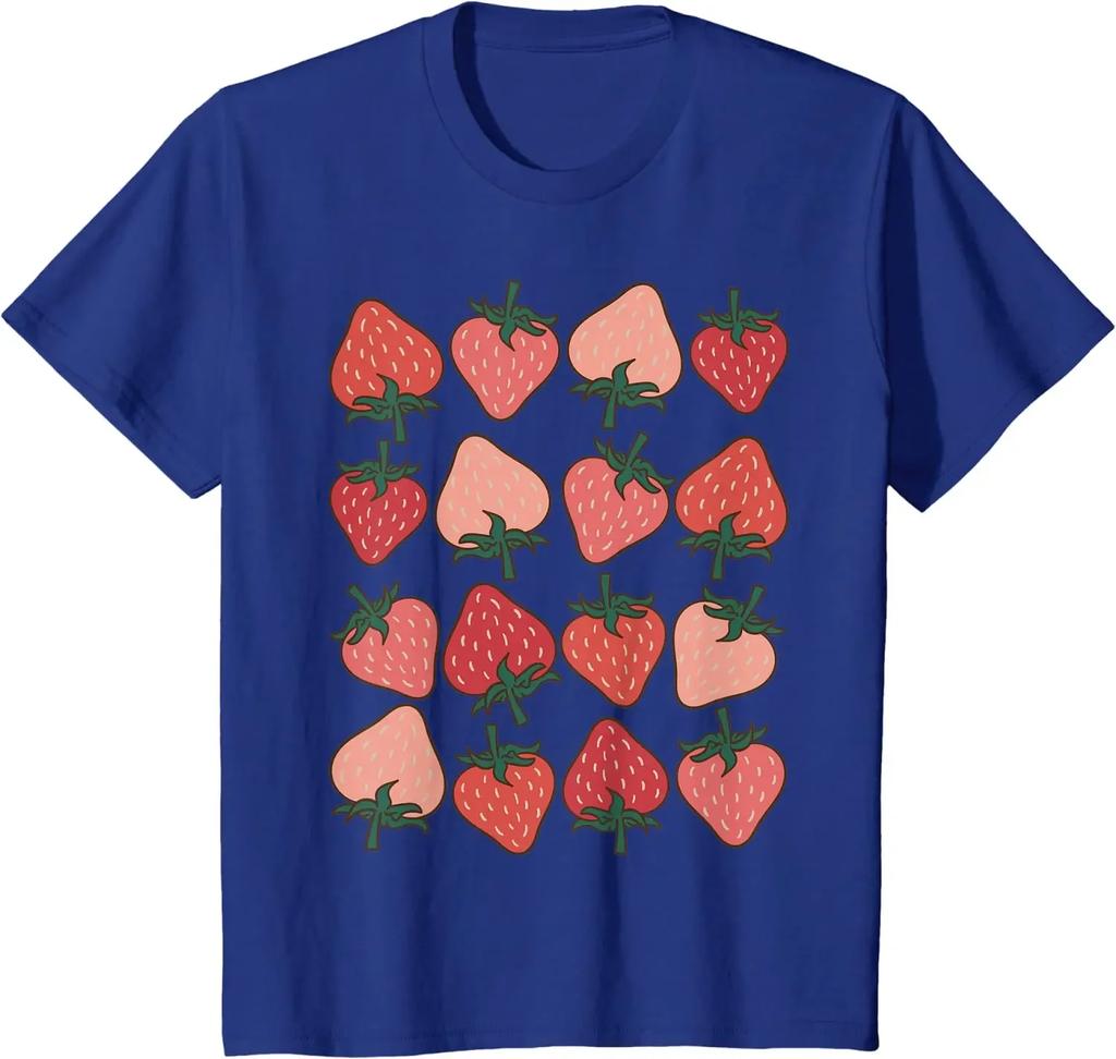 Strawberry Pattern Fruitarian Berry Strawberries Fruit Lover T-Shirt Casual Cotton Daily Four Seasons Tees Shirts for Men