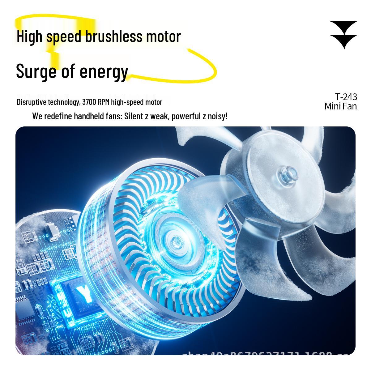 

Portable T243 Refrigerating Handheld Fan with USB Charging, Digital Display, Night Light, Ice Pack, and High-Speed Function T242 High-Speed Fan [Purple]