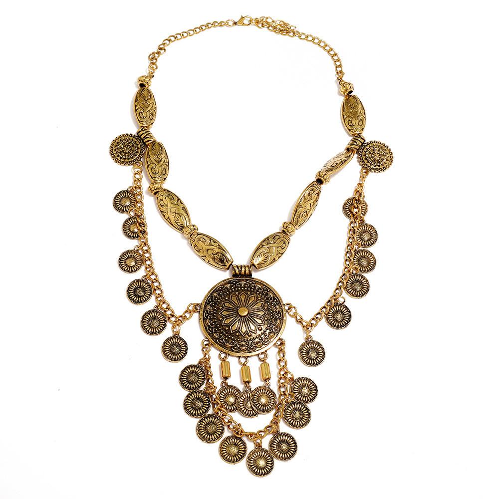 

Alloy Ethnic Inspired Coin Necklace With Geometric Pendant For Wear Festival