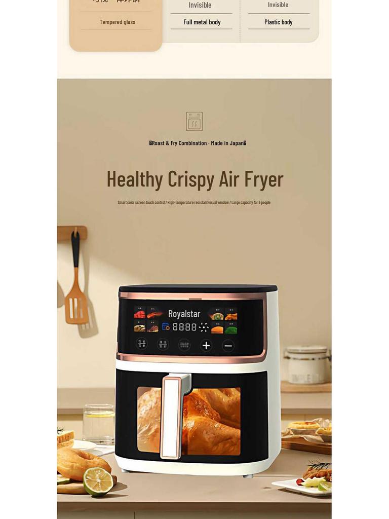 Rongshengda Smart Multifunctional Air Fryer Oven - Large Capacity, Fully Automatic, Electric Visual Fryer for Home Use