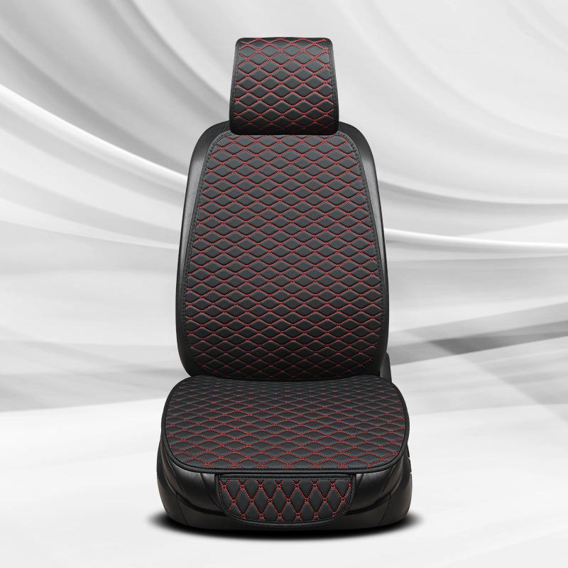Universal Leather Car Seat Cushion Set with Backrest, Tie-Free Design, Four Seasons Use