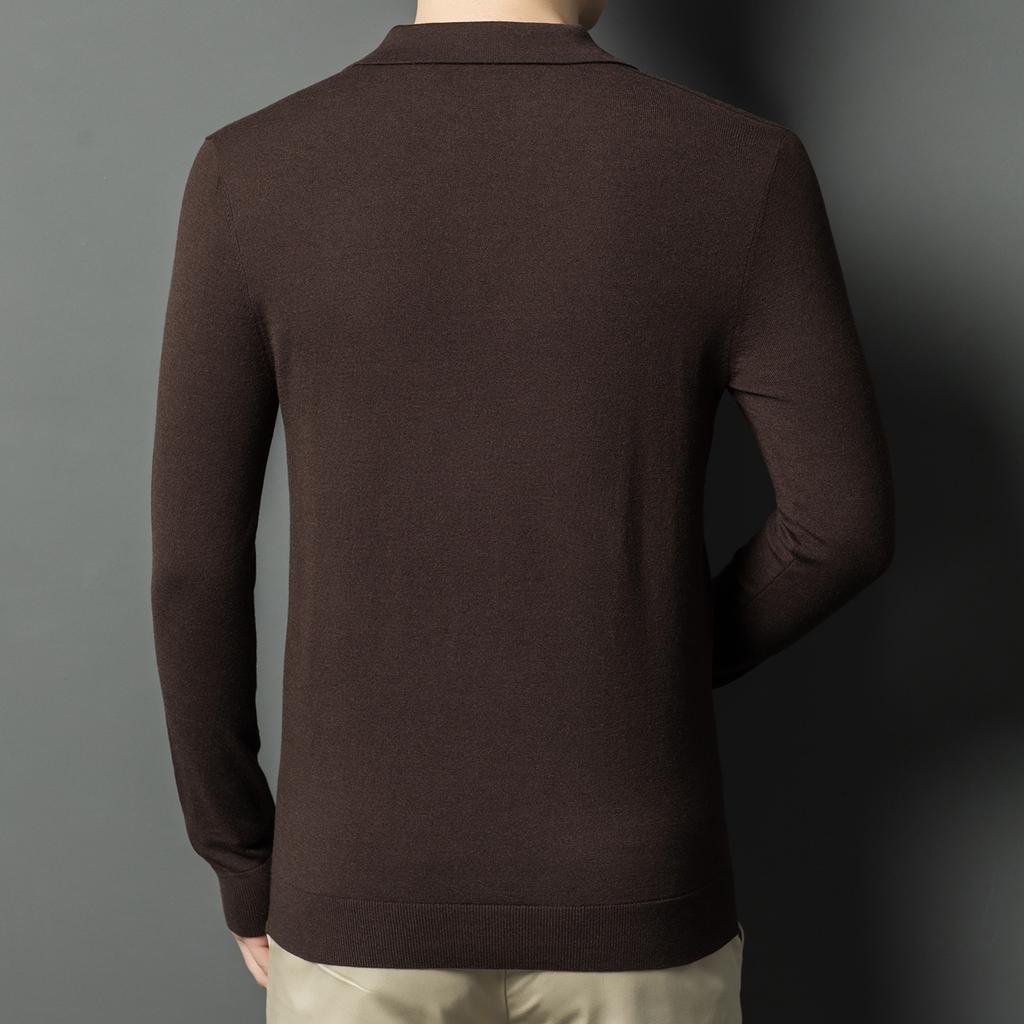 Spring and Autumn Men's Knitted Sweater Men's High-end Fashion Lapel Casual Men's Sweater