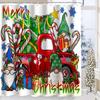 Christmas Tree Santa clause Bathing Curtain  Bathroom Shower Curtain Waterproof With 12 Hooks Fishes Home Deco Free Ship