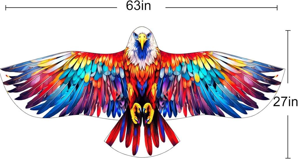 Colorful Eagle Kite, a colorful hawk-style kite for adults and teenagers, perfect for beginners. Easy to assemble and operate, includes a storage