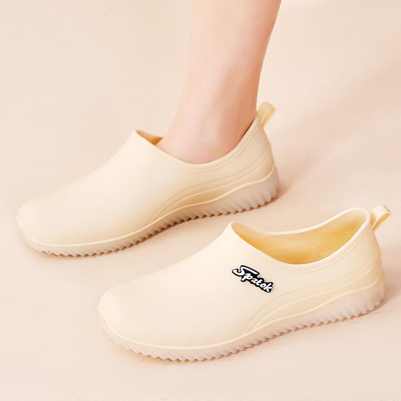 

Модная дождевая обувь женская для улицы для ходьбы нескользящая короткая водная обувь водные ботинки короткие резиновые сапоги обувь для автомойки и шопинга клеевая обувь 40 бежевый