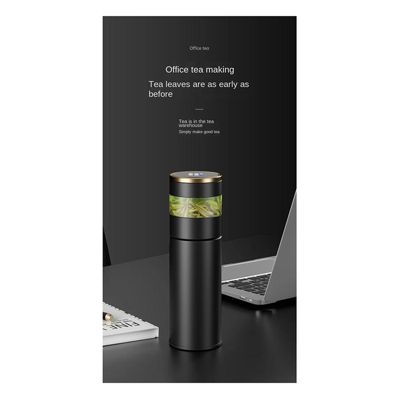 A03F-2X Tea Infuser Vacuum Flask Temperature LED Display 450Ml Insulated Cup Stainless Steel Bottle Travel Coffee Mug