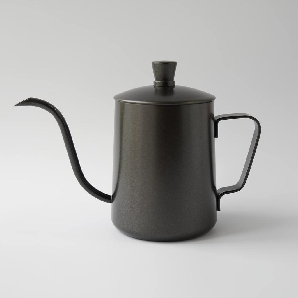 FUN COFFEE Coffee Kettle, 350ml, Stovetop Coffee Pot, Drip Kettle, Narrow Spout, with Lid, Stainless Steel, Camping, Black (co-0012-3)