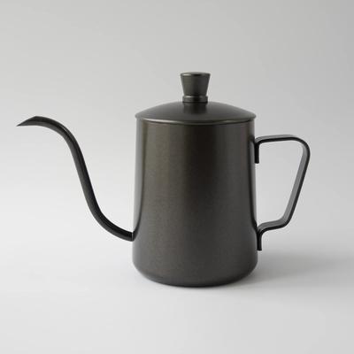 FUN COFFEE Coffee Kettle, 350ml, Stovetop Coffee Pot, Drip Kettle, Narrow Spout, with Lid, Stainless Steel, Camping, Black (co-0012-3)