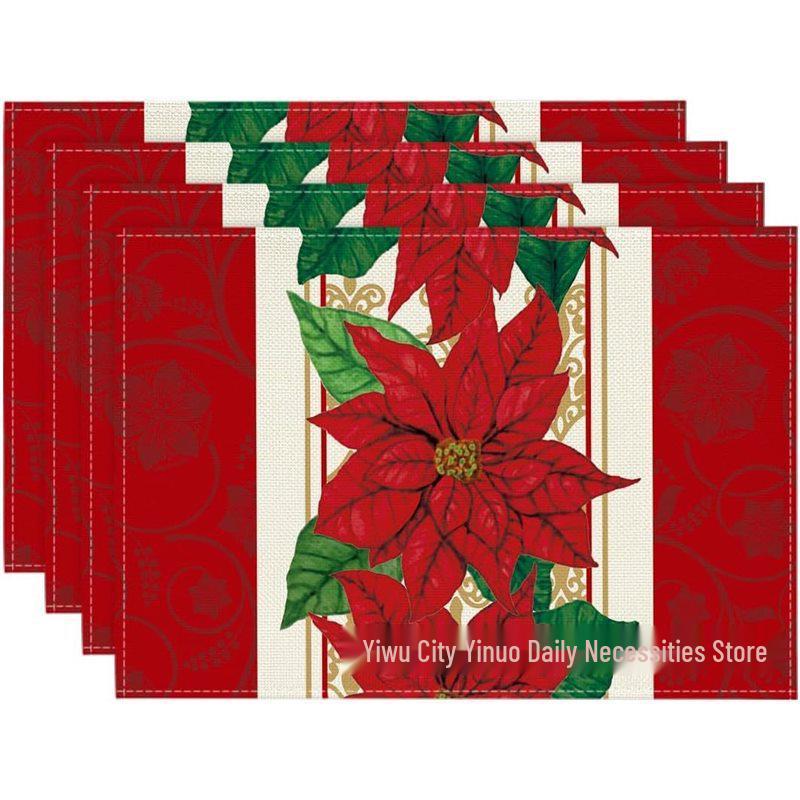 Christmas Snowman & Snowflake Plaid Insulated Placemat - Festive Table Decoration