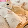 Cartoon Thickened Milk Fleece Coral Fleece Bed Four-Piece Set Fleece Flannel Quilt Cover Children'S Bed Single Three-Piece Set