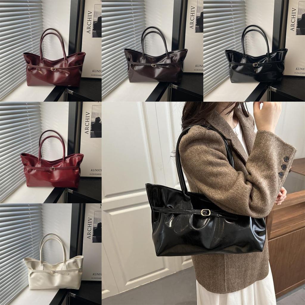 Vintage Pu Tote Bag With Double Shoulder Straps For Daily Casual Use