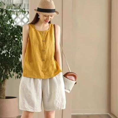 Sommer Neue Retro frauen Baumwolle Ärmelloses Unterhemd Lose Vielseitig Dünne Bodenbildung Große Größe Oberbekleidung Tops