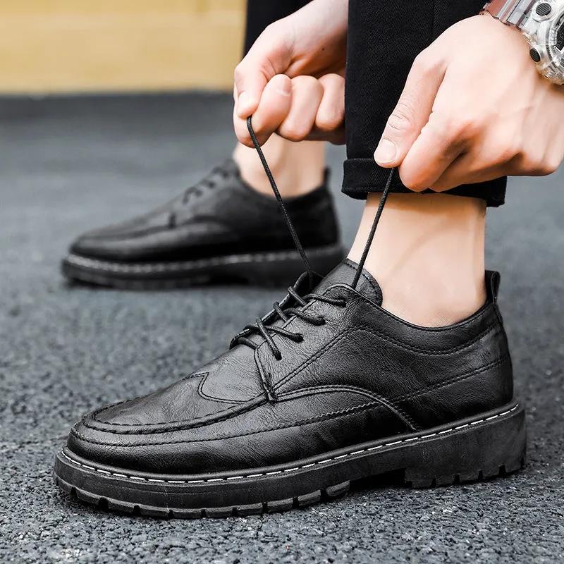 Sommer Britische Lederschuhe Herren Koreanische Business Kleid Trend Casual Anzüge Herrenschuhe Studenten Schwarze Arbeitsschuhe