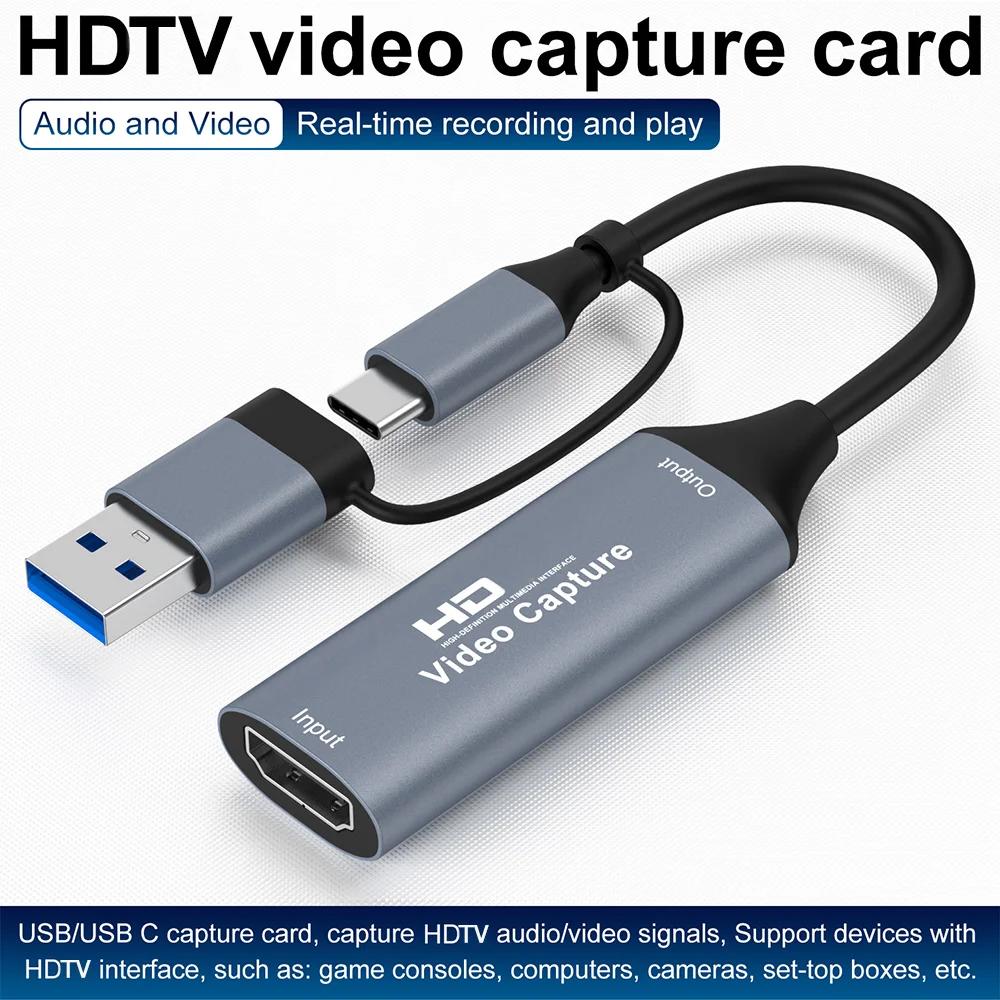 USB 3.0 Video Capture Card 4K HDTV To USB/Type-C Game Grabber Record Video Audio Recording for Switch Xbox PS4/5 Live Broadcast