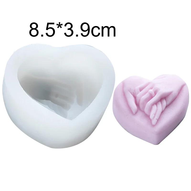Top Quality Love Hand in Hand Candle Mold Gypsum Grinding Tool Heart Shaped Chocolate Wedding Cake Candle Silicone Mold