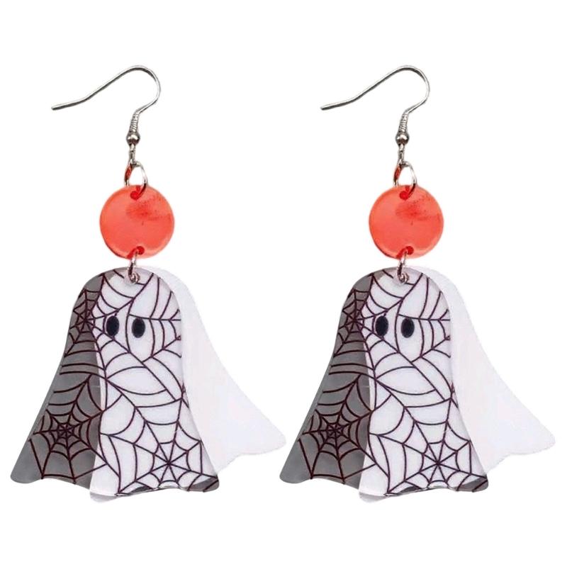 Glowing Phantoms Earrings For Halloween Event Creative Acrylic Pendant Designs Lightweight Costume Jewelry