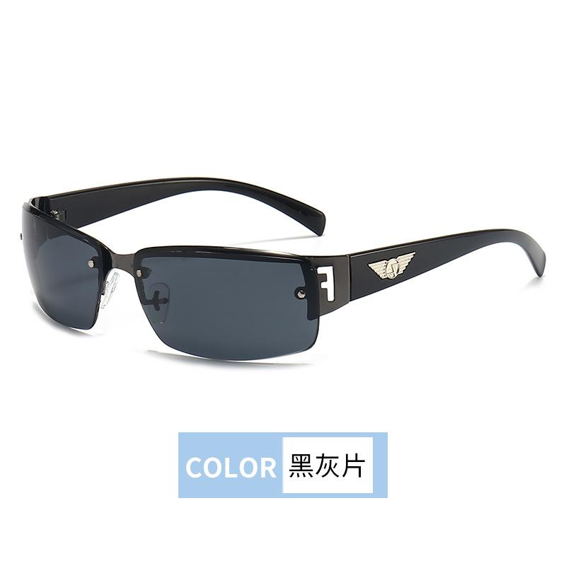 Simple Box Sunglasses Tide Driver Simple Gradual Change Sunglasses Half Frame Men'S Driving Sunglasses