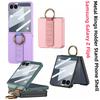 Ultra Thin Matte Case For Samsung Galaxy Z Flip 7 6 8 Metal Ring Holder Stand Skin-Friendly Plastic Hard Protection Back Cover