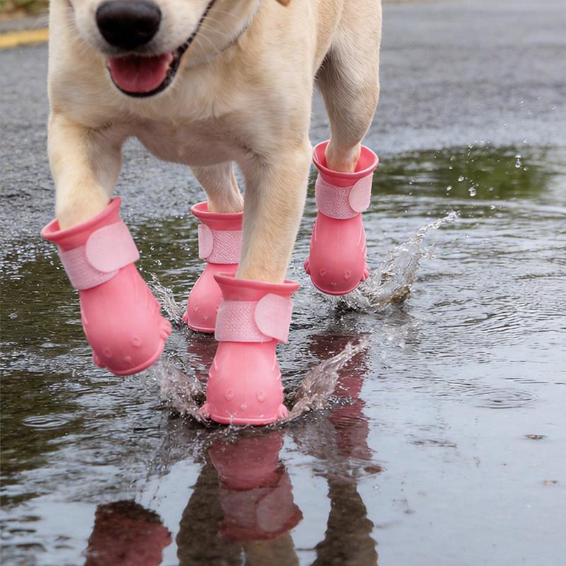 1Set Comfortable Waterproof Durable Outdoor Soft Holidays Pet Rain Boots Rubber Anti Slip Taking Photos Breathable Multiple Sizes