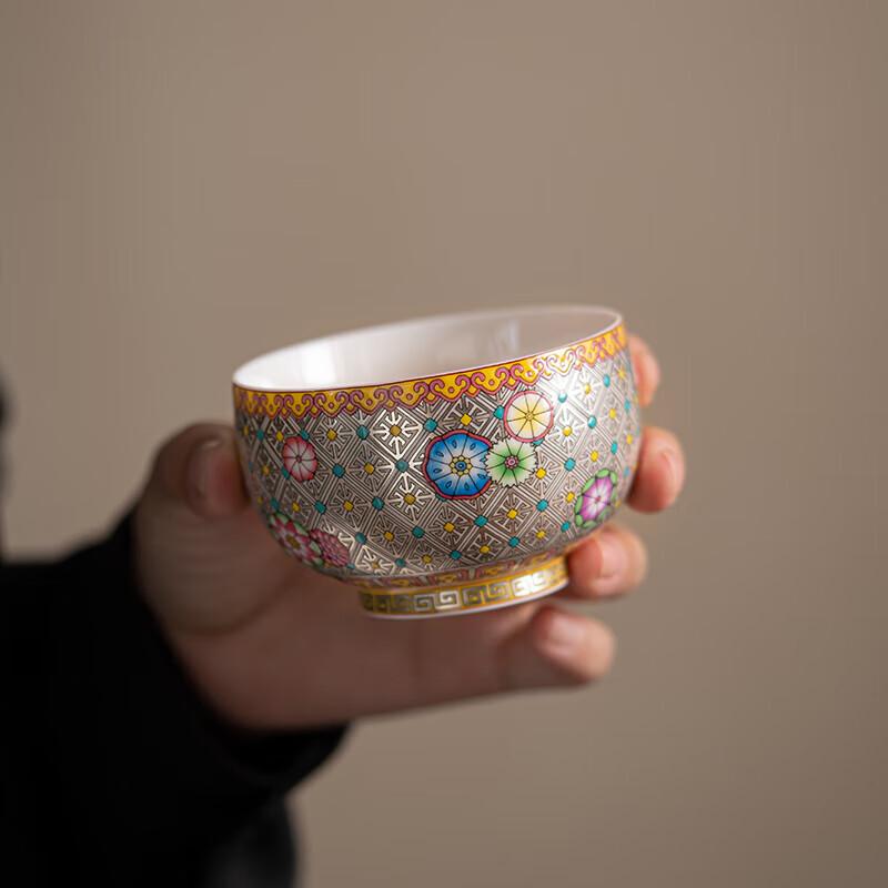 Filigree Silver Zen Meditation Ceramic Teacup by Zheng Wenqiang