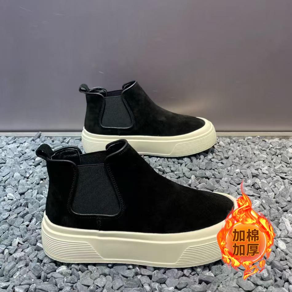 Men Boots Fashion Platform High Top Casual Shoes 2026 Winter Anti Slip Warm Plush Cotton Shoe Outdoor Chelsea Boots Botas Hombre