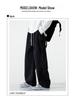 Muxiu Men's Trendy Black Unisex Wide Leg Jeans - Loose Straight Leg High Street Style Pants