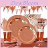 Elegante Decoração de Suprimentos de Mesa de Festa com Estampagem em Ouro Rosa para Celebrações de Casamento e Aniversário