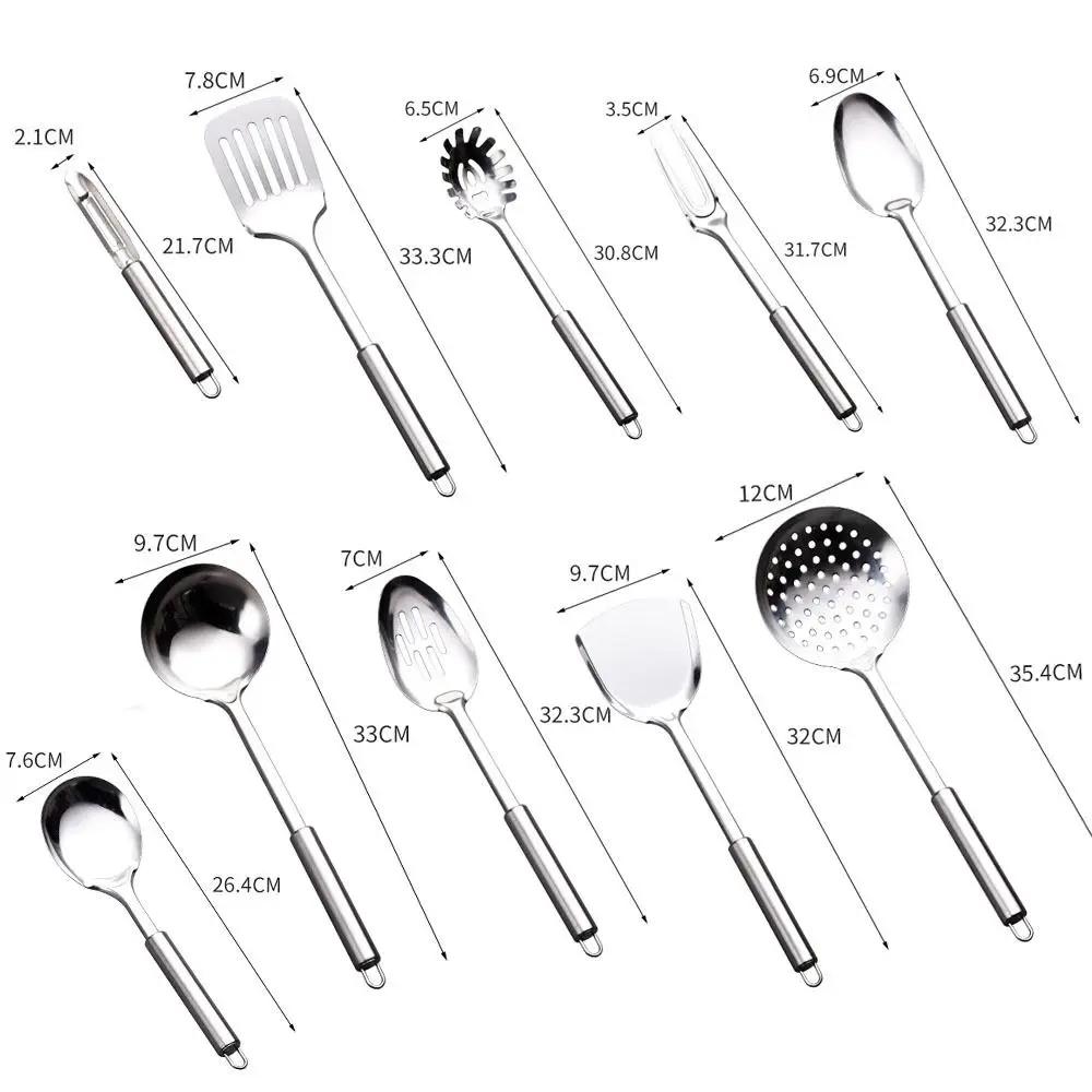 Langlebige Edelstahl-Wok-Spatel mit langem Griff, Küchenhelfer, Sieblöffel, geschlitzter Pfannenwender, Kochwerkzeuge