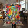 Paris Eiffel Tower Print Flannel Blanket, High quality Comfortable for All Seasons, Home Decor, Warmth and Comfort, Perfect for Christmas Gifts82