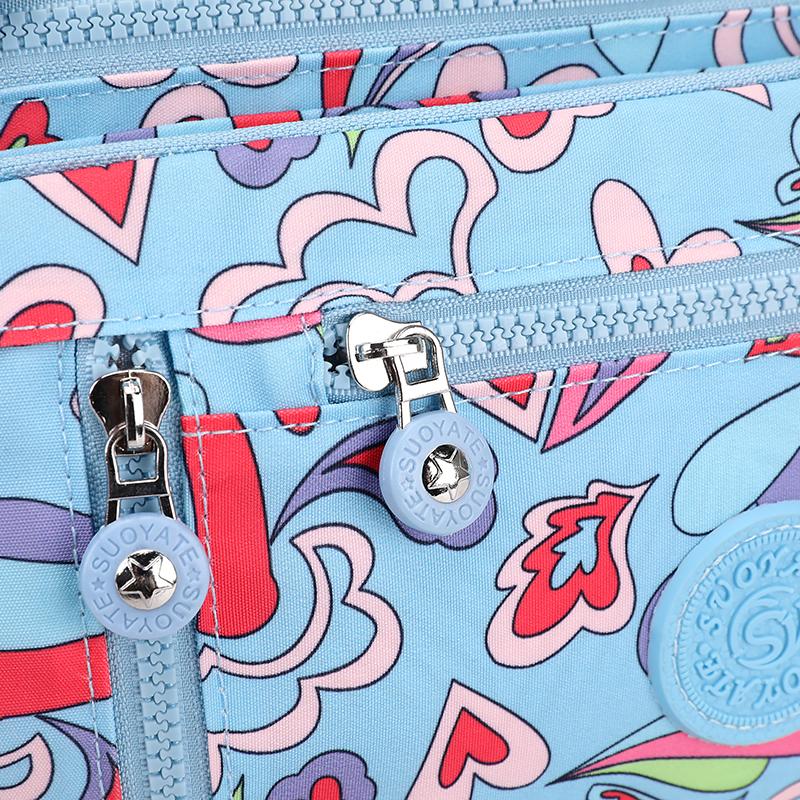 Women's Mobile Phone Bag Printed Nylon Shoulder Bag Crossbody Bag Middle-Aged Mother Bag Small Square Bag
