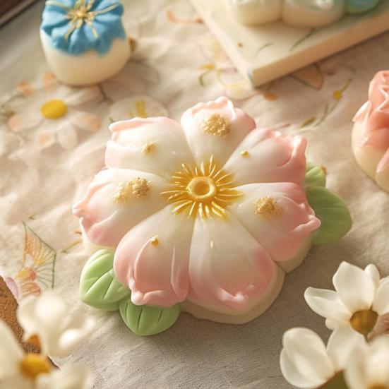 Sakura Çiçeği Pirinç Kek Silikon Kalıbı Yapışmaz Çiçek Şekilli Kalıp Ay Keki Mung Fasulyesi Kek Tatlı DIY Pişirme Aracı için
