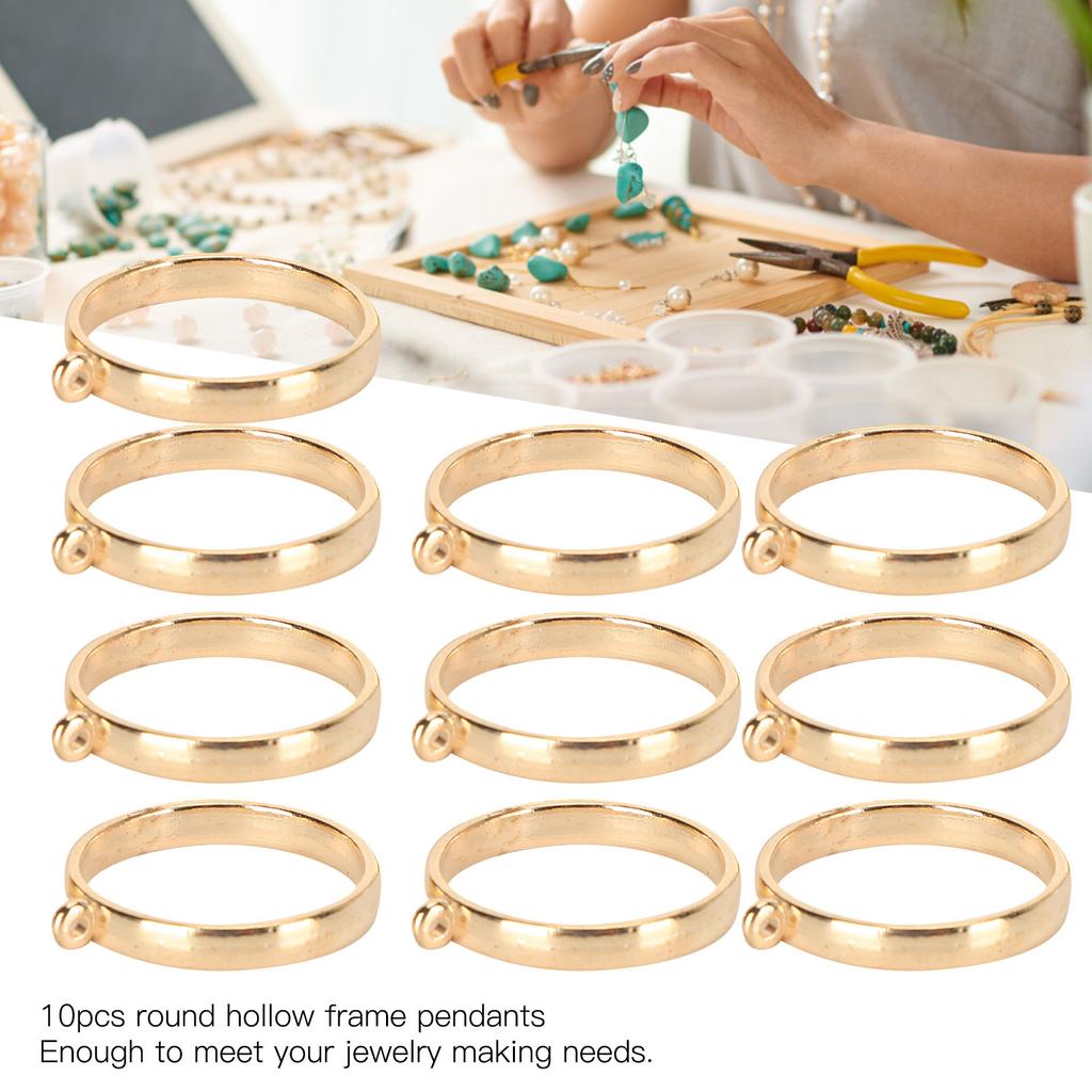 10PCS Round Hollow Frame Pendants for   Jewelry Making Findings Crafting Supplies