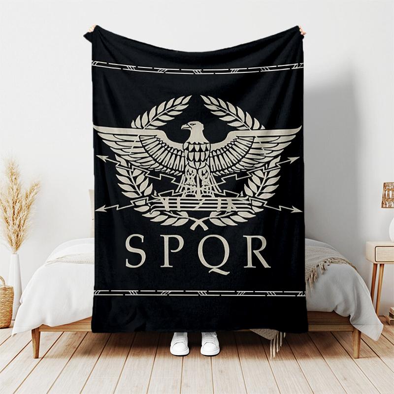 1pc Blanket SPQR Roman Eagle Print Design, Lightweight Blanket for Sofa, Bed- Soft &Warm, Gift for All Seasons Like Christmas, Halloween