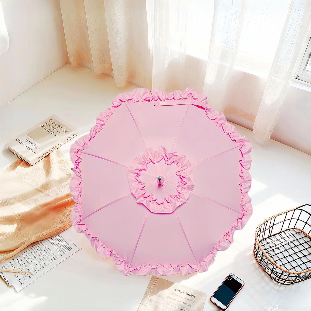 Lolita Spitzenschirm - Handgefertigt, einfarbig mit geradem Griff, perfekt als Foto-Requisite oder zur Dekoration.