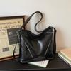 Leather Hobo Bag Women's Fashion Shoulder Tote with Dual Zip Pockets and Adjustable Strap